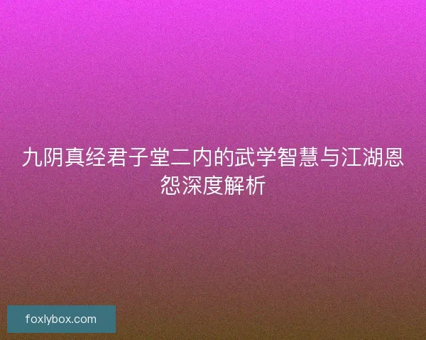九阴真经君子堂二内的武学智慧与江湖恩怨深度解析