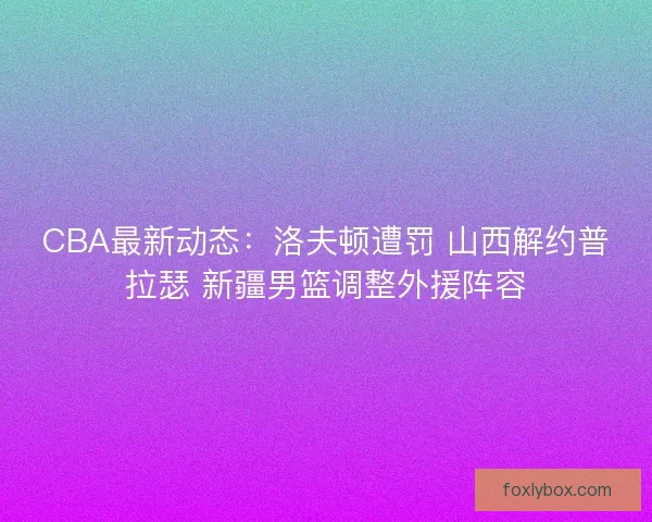 CBA最新动态：洛夫顿遭罚 山西解约普拉瑟 新疆男篮调整外援阵容