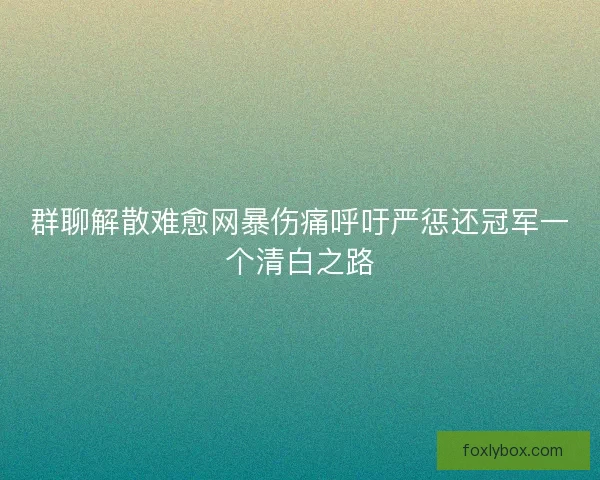 群聊解散难愈网暴伤痛呼吁严惩还冠军一个清白之路